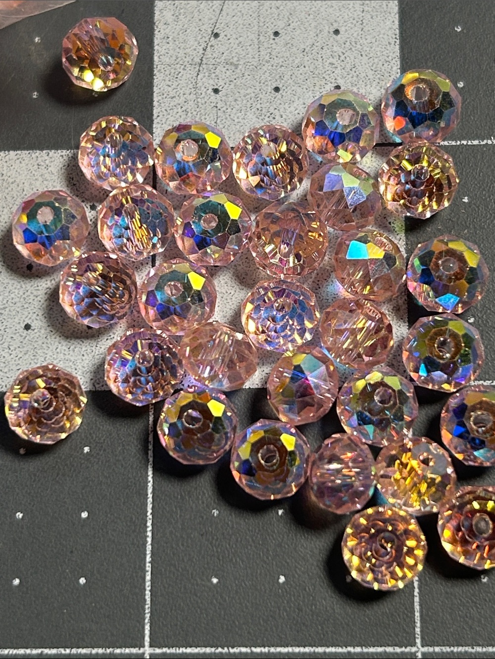 Crystal Beads: 8mm Pink AB Rondelle (30)